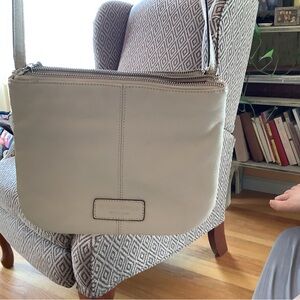 Tignanello Off-White Leather Shoulder Bag